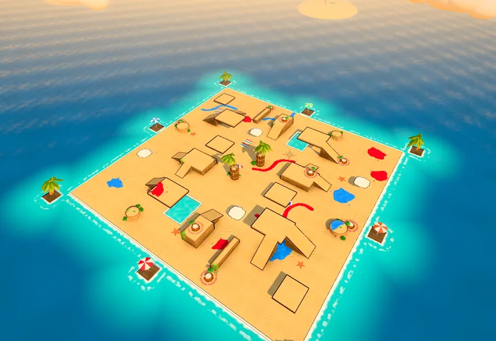 Palette Island: a sandy island ringed by turquoise sea.